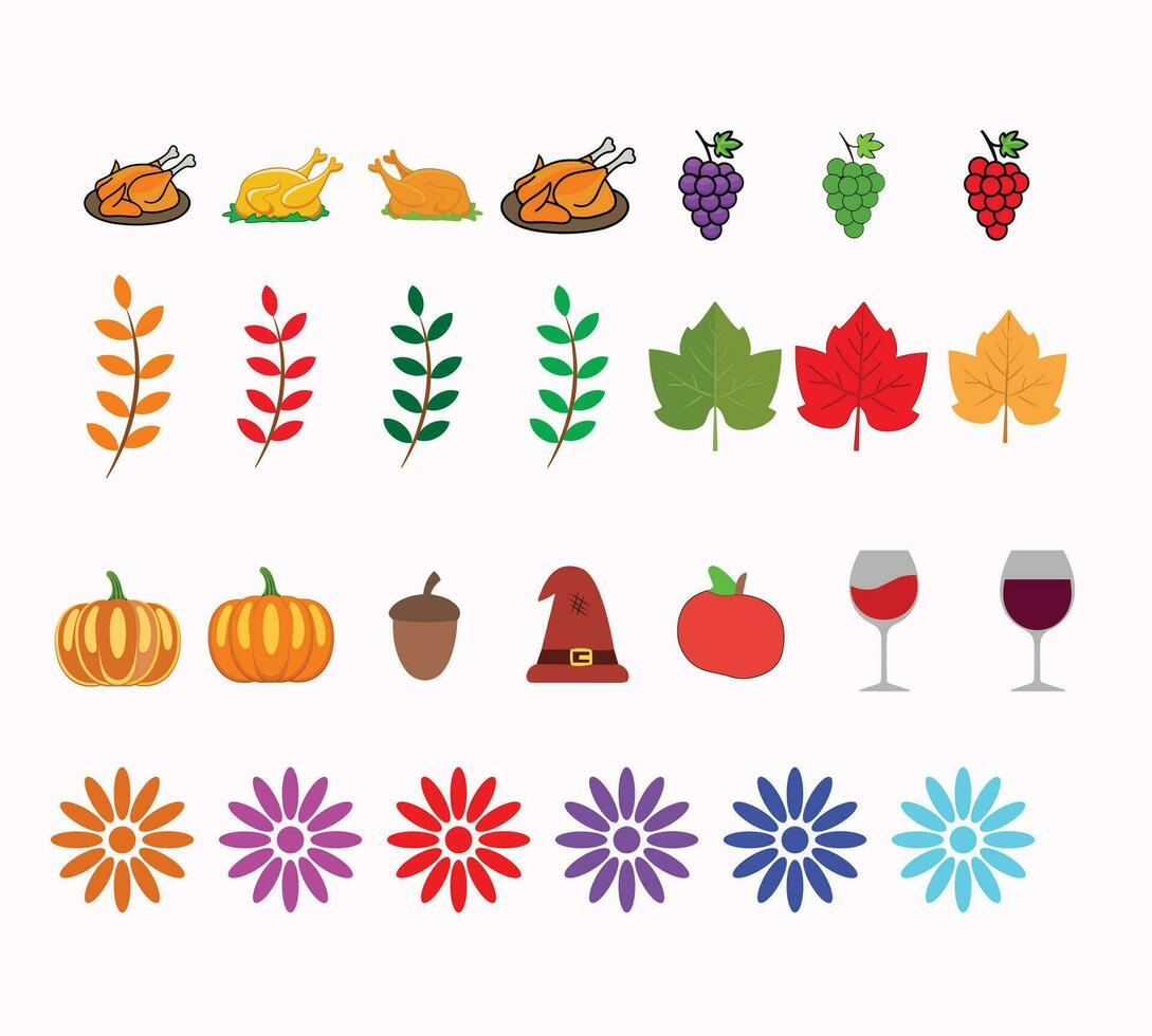 Vector set of fall elements. Autumn season. Leaves, acorns, sweaters, scarves, pumpkins, boots, hedgehogs, pie, rainbow, inscription. Collection of fall elements for scrapbooking. A beautiful poster