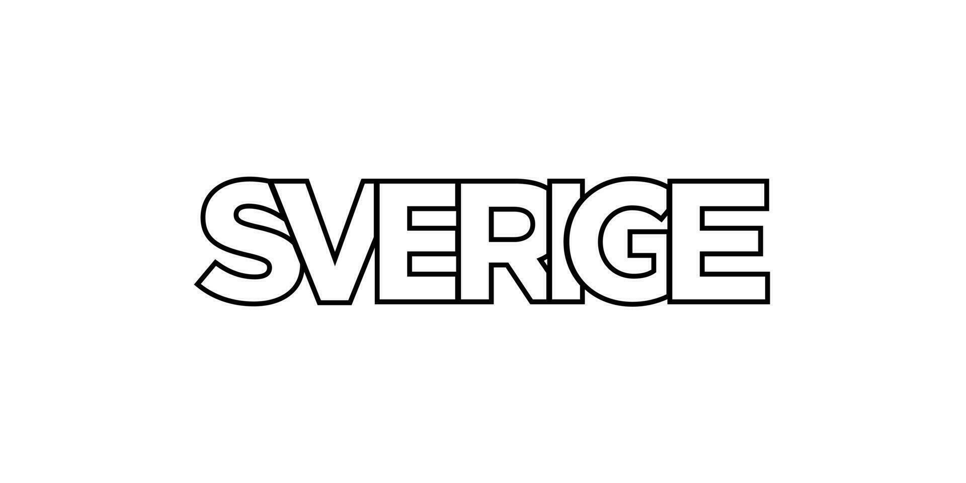 Sweden emblem. The design features a geometric style, vector illustration with bold typography in a modern font. The graphic slogan lettering.