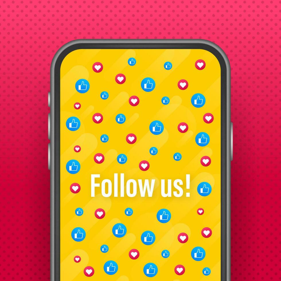 Button Follow us on white background. Vector illustration.