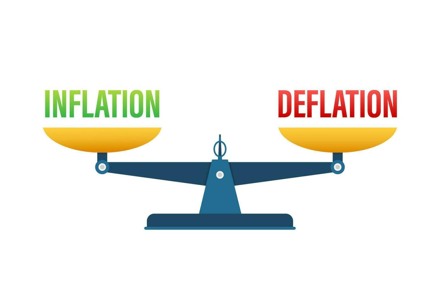 Inflation and deflation balance on the scale. Balance on scale. Business Concept. Vector stock illustration