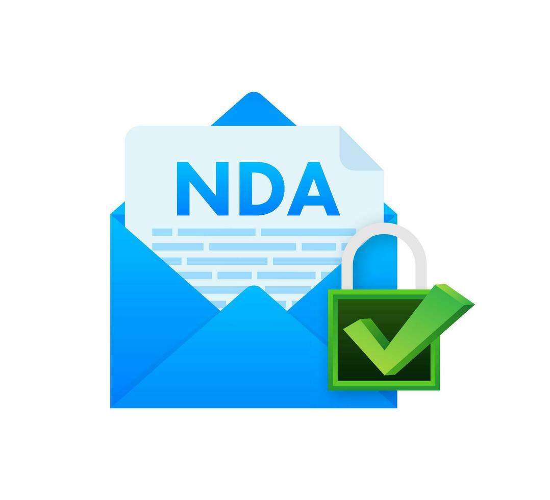 NDA Document, Non disclosure agreement, Privacy document. Vector stock illustration