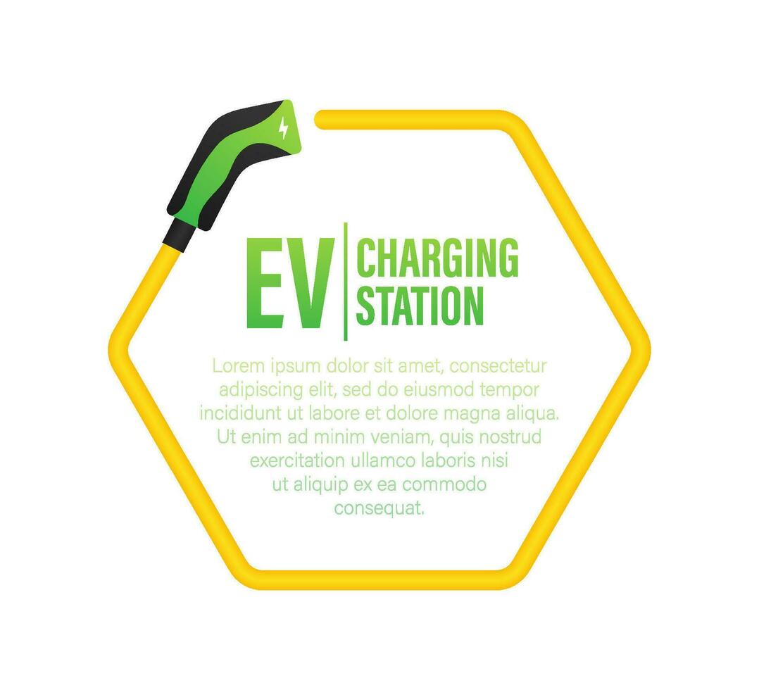 Electric car charging. EV station. Vehicle standing vector