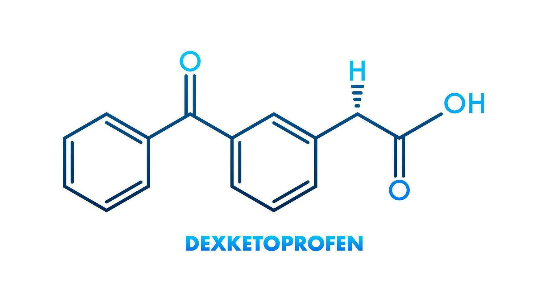 Dexketoprofen concept chemical formula icon label, text font vector illustration.