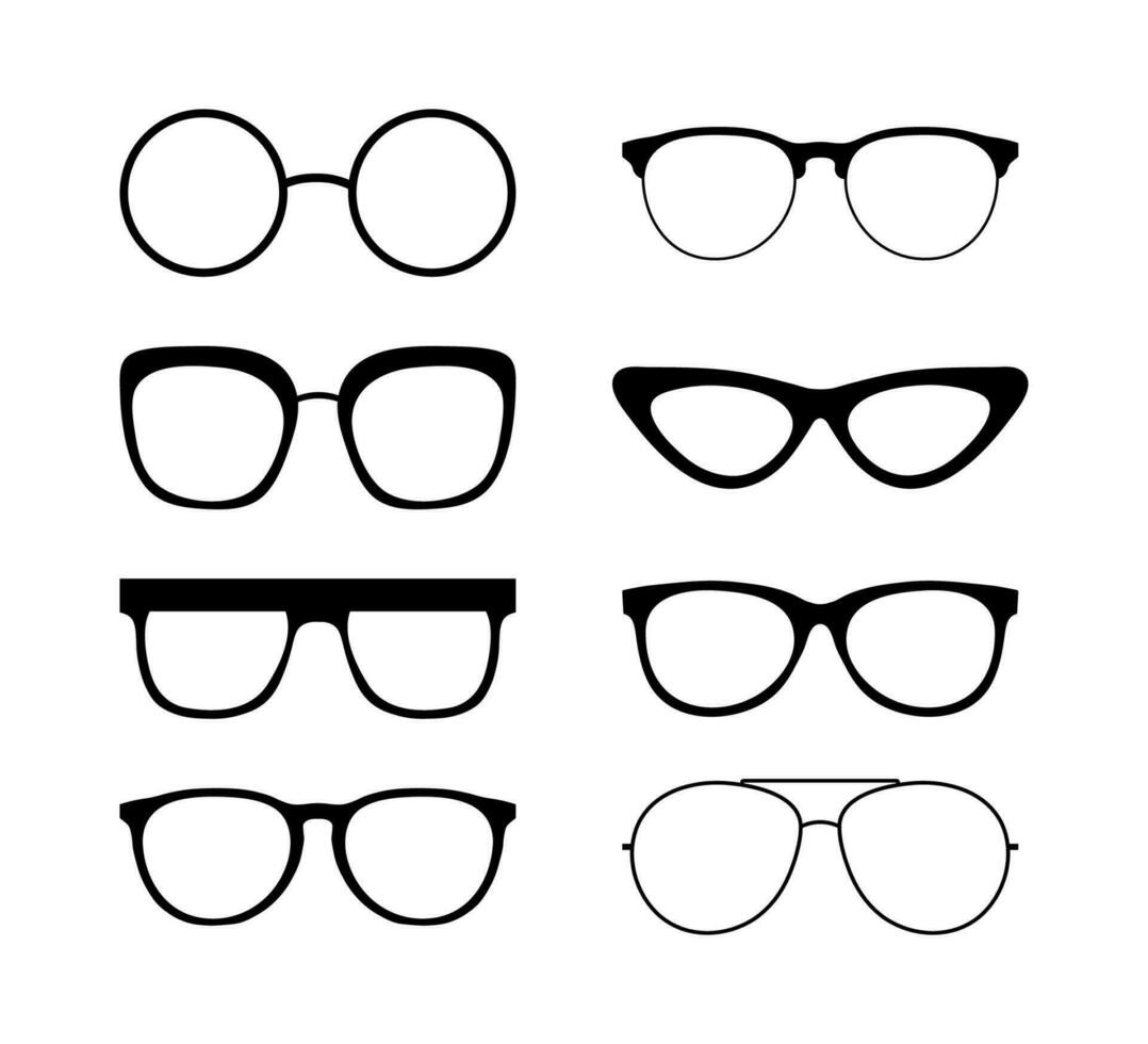 Colored Sunglass frame set isolated on white background. Vector illustration