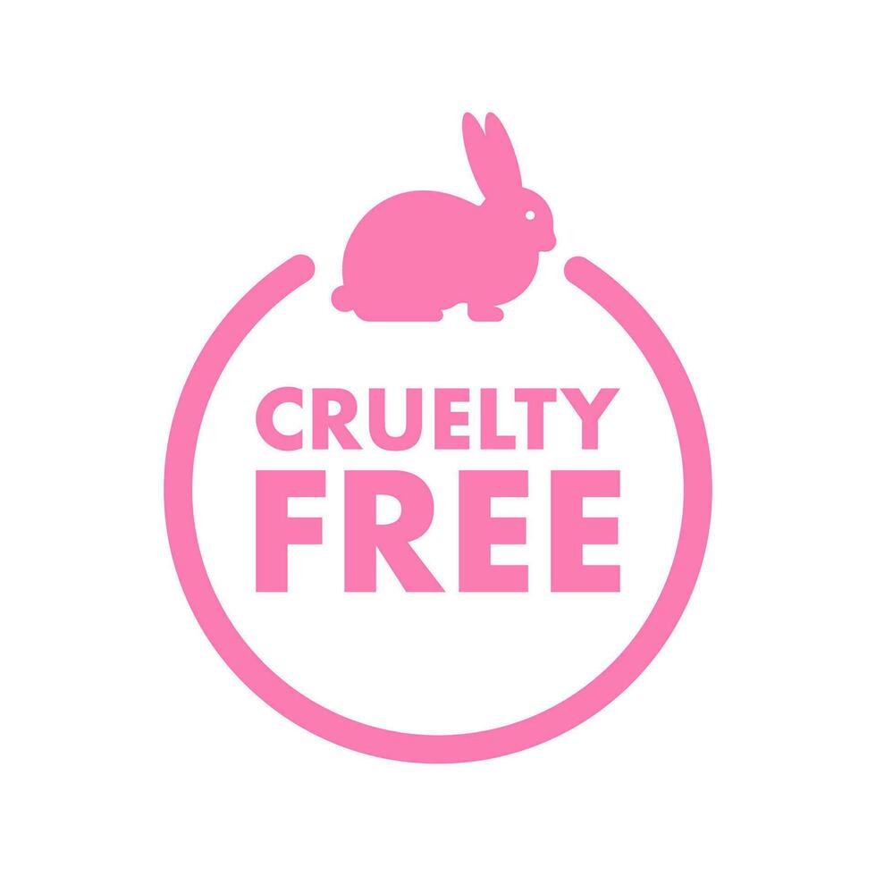 crueldad gratis. crueldad gratis rosado bandera. vegano emblema. embalaje diseño. natural producto. vector valores ilustración.