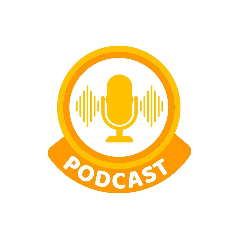 podcast. insignia, icono sello logo vector ilustración