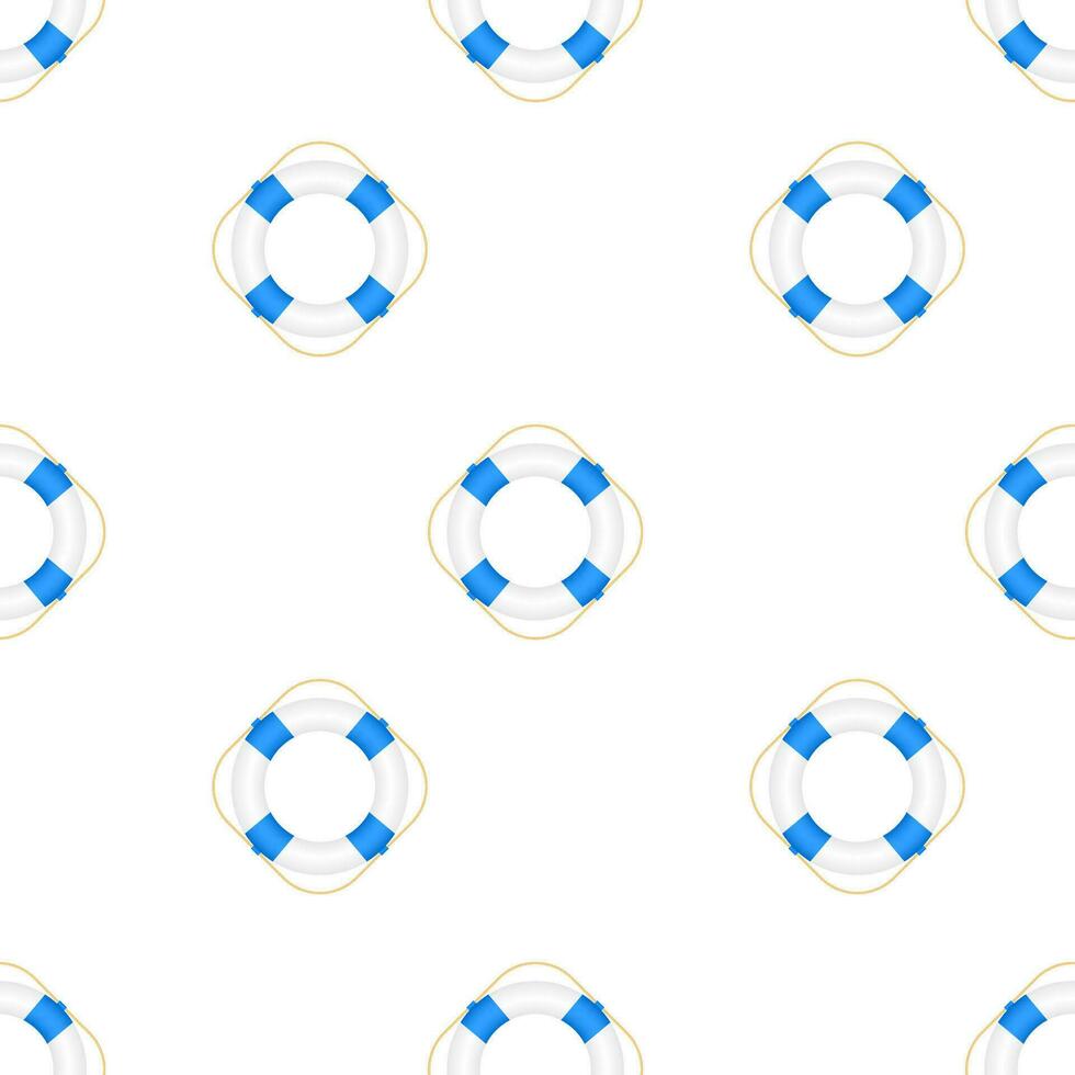 Realistic Style, lifebuoy pattern on White Background. Vector stock illustration