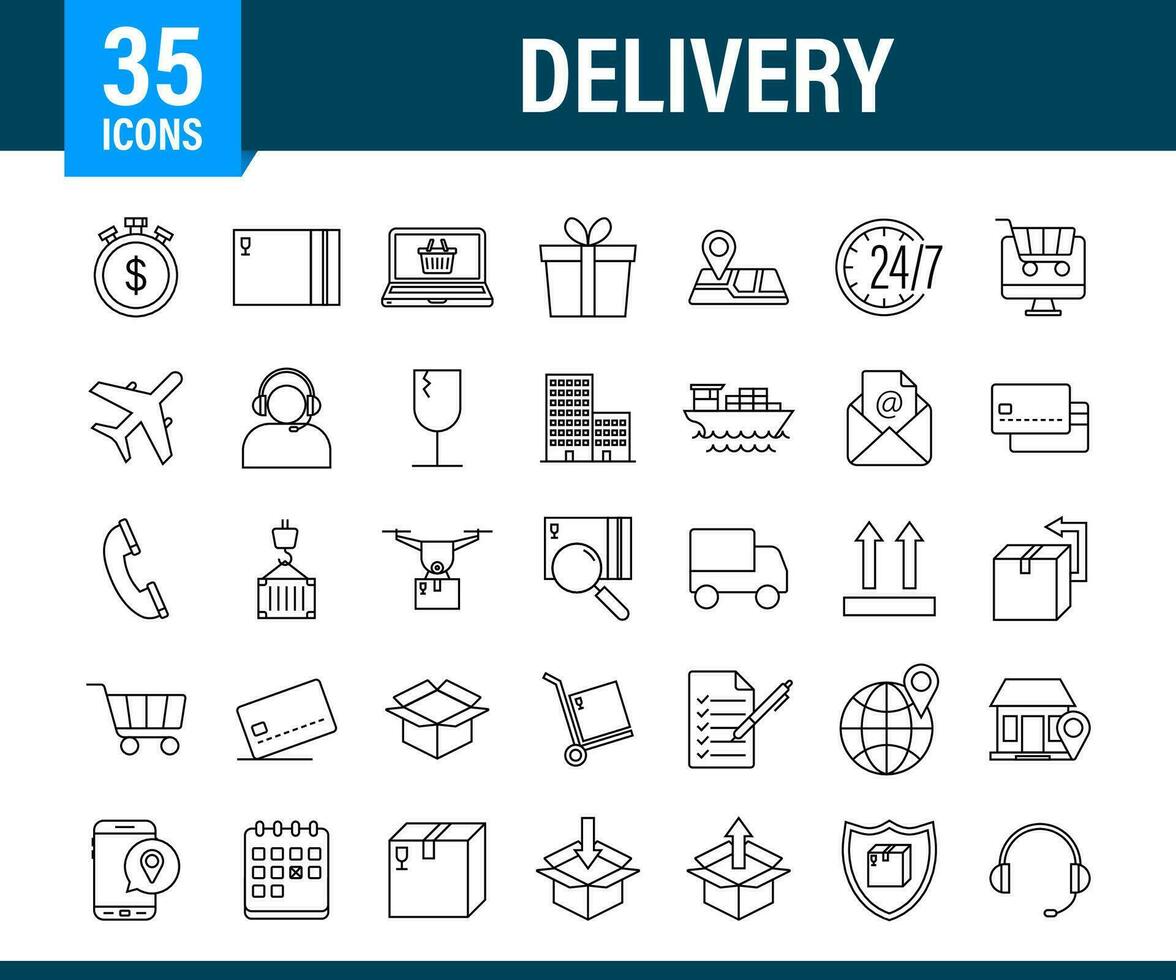Set with delivery icon. Delivery service. Fast courier. Truck icon set. Vector stock illustration