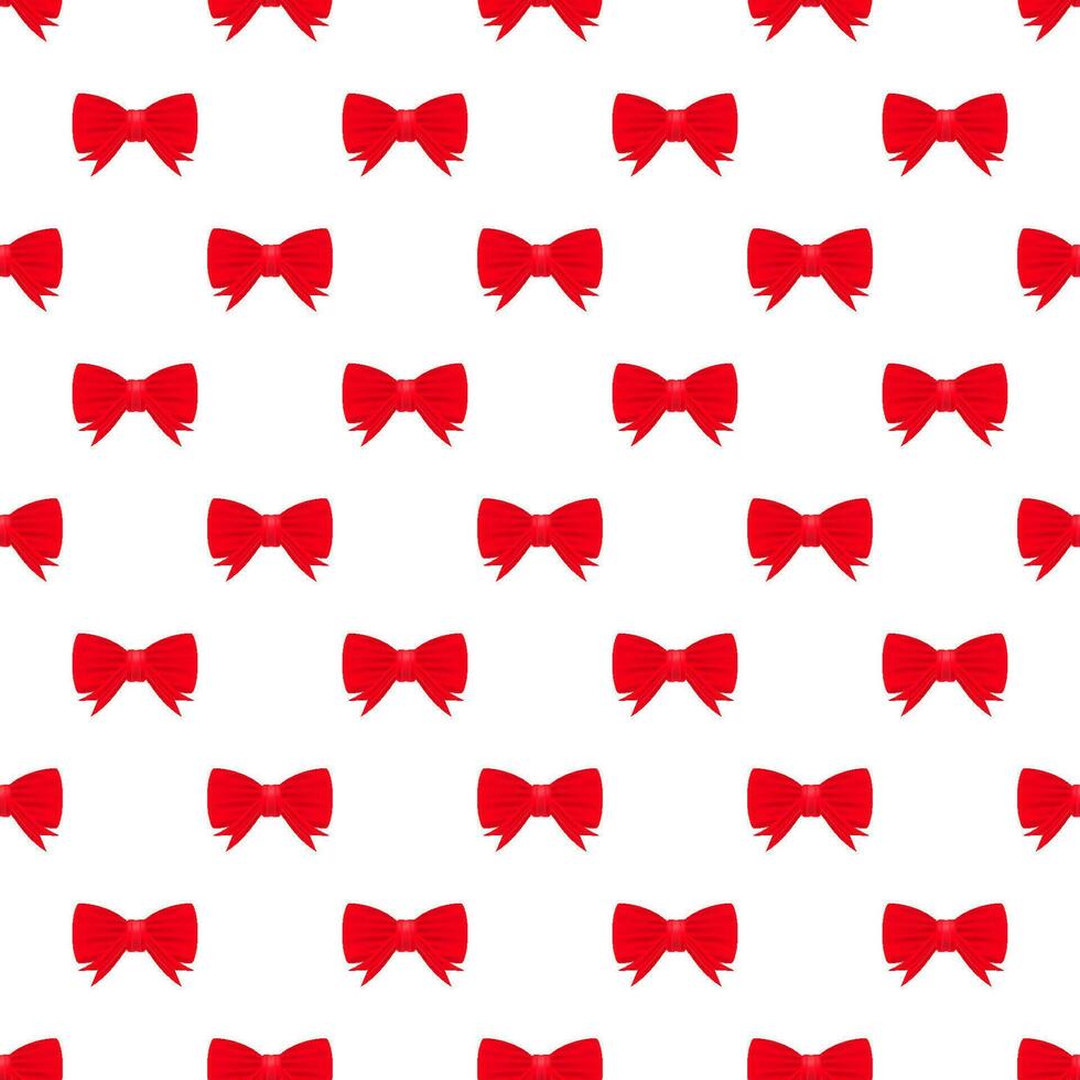 Shiny red satin ribbon pattern on white background. Vector stock illustration.