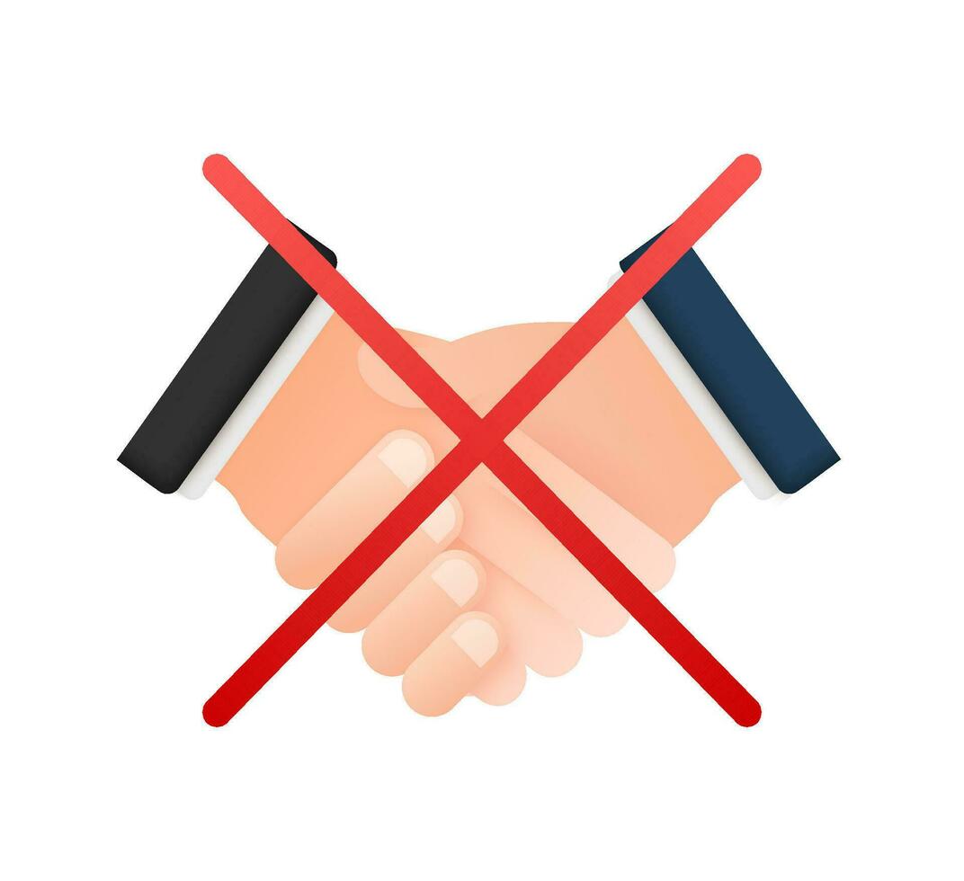No shaking hands. No dealing, collaboration. Business cooperation agreement. Vector stock illustration