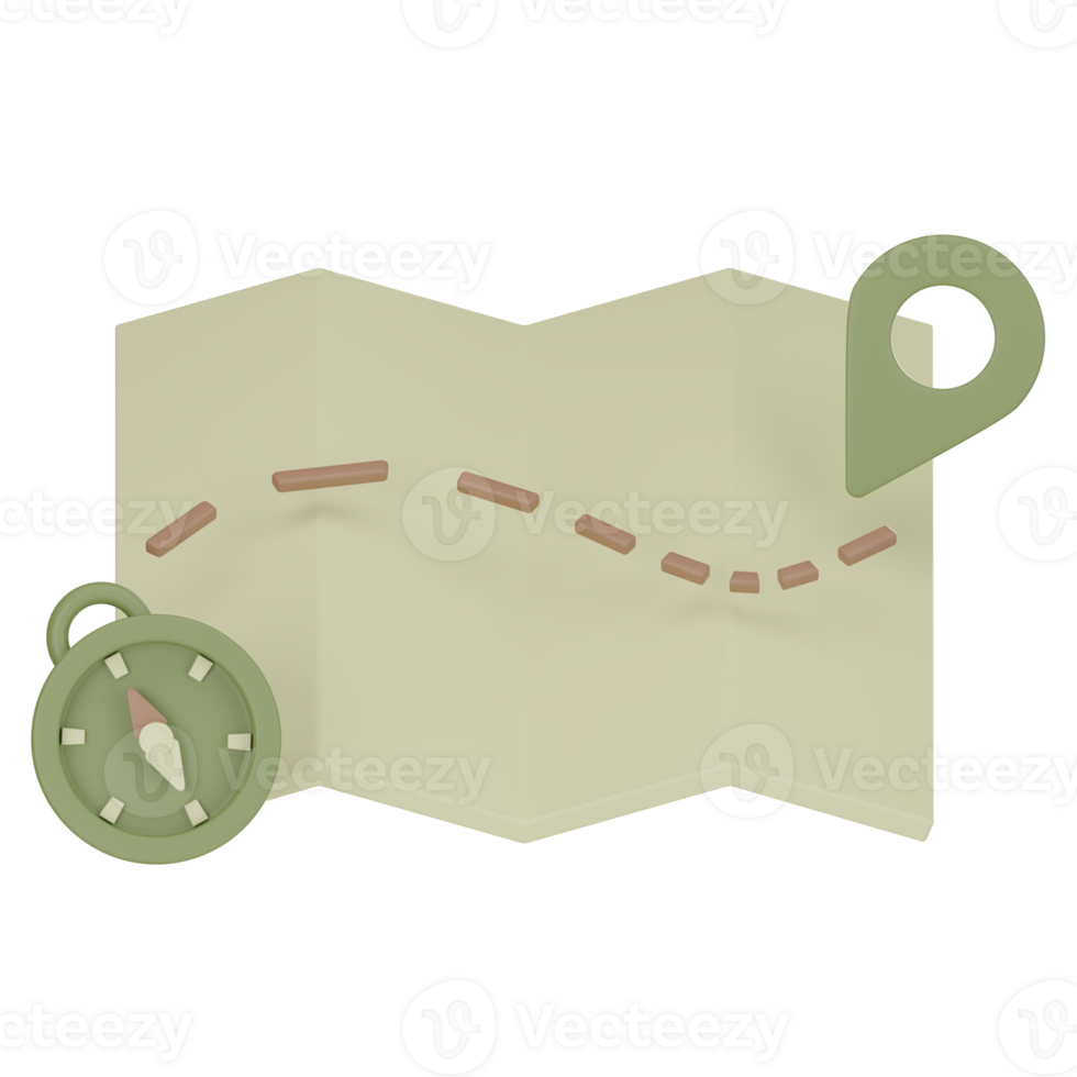 carte et boussole 3d icône png