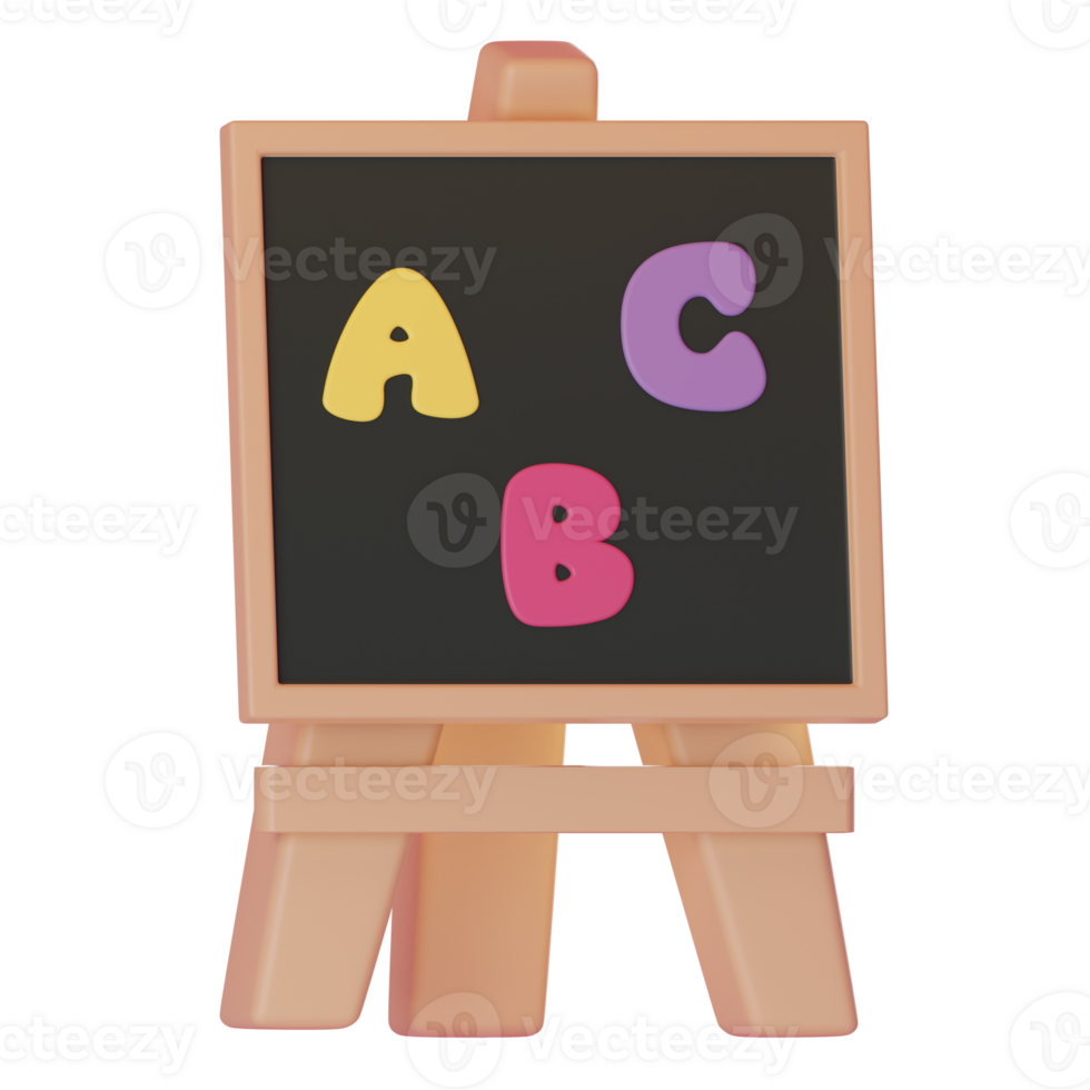 3d ABC Wooden and green Chalkboard png