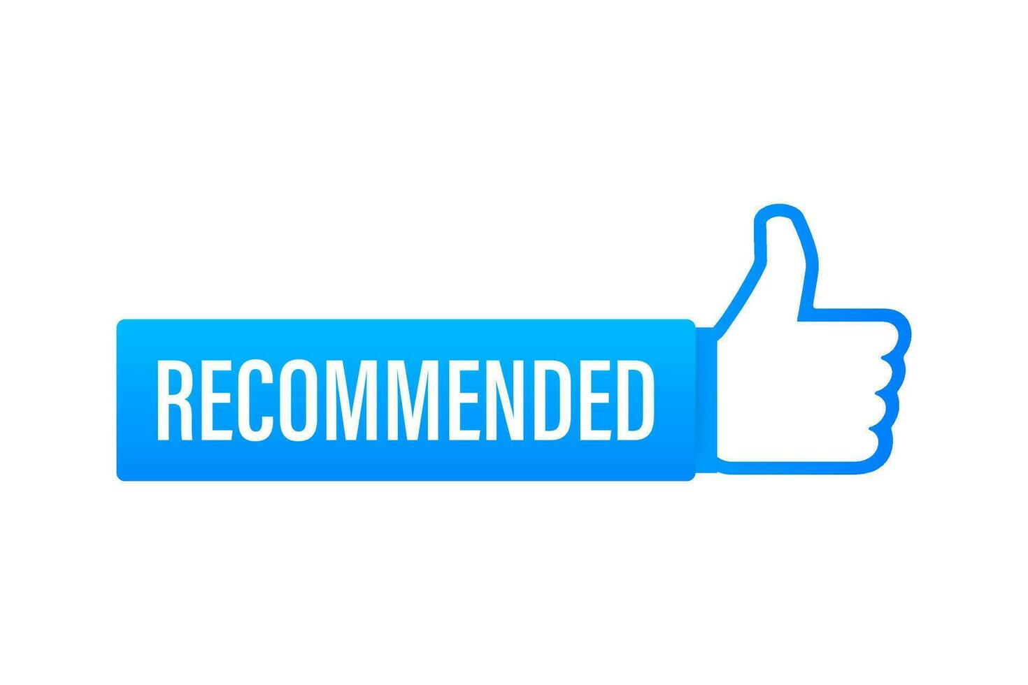 Recommend icon. White label recommended on green background. Vector stock illustration
