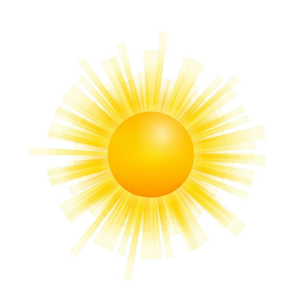 Realistic sun icon for weather design on white background. Vector illustration.