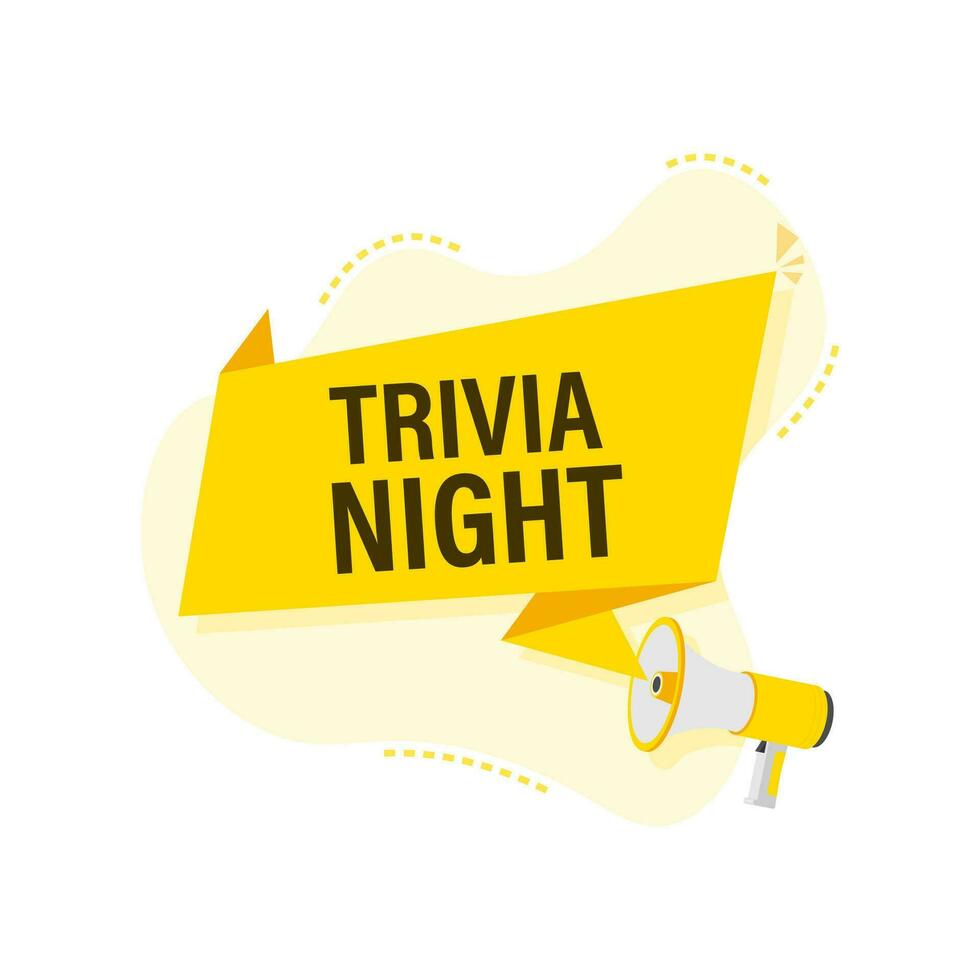 Megaphone label with trivia night. Megaphone banner vector