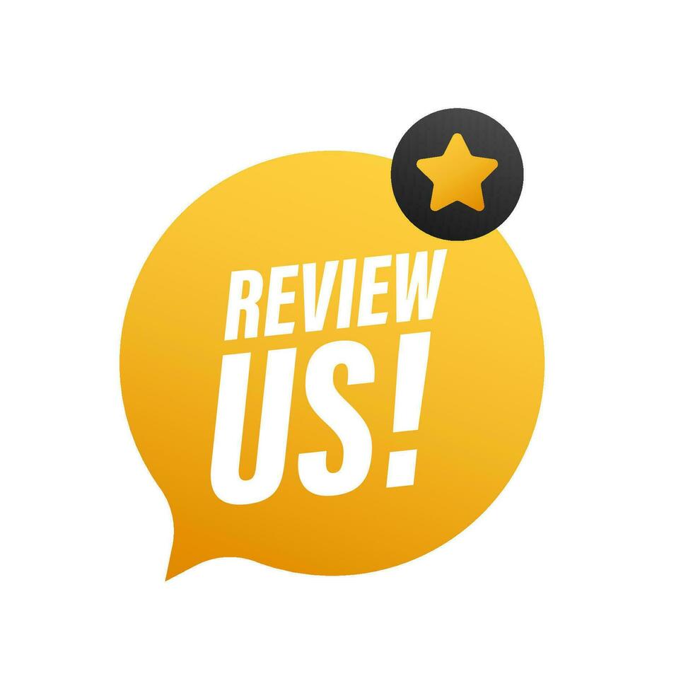 Review us. User rating concept. Review and rate us stars. Business concept. Vector illustration