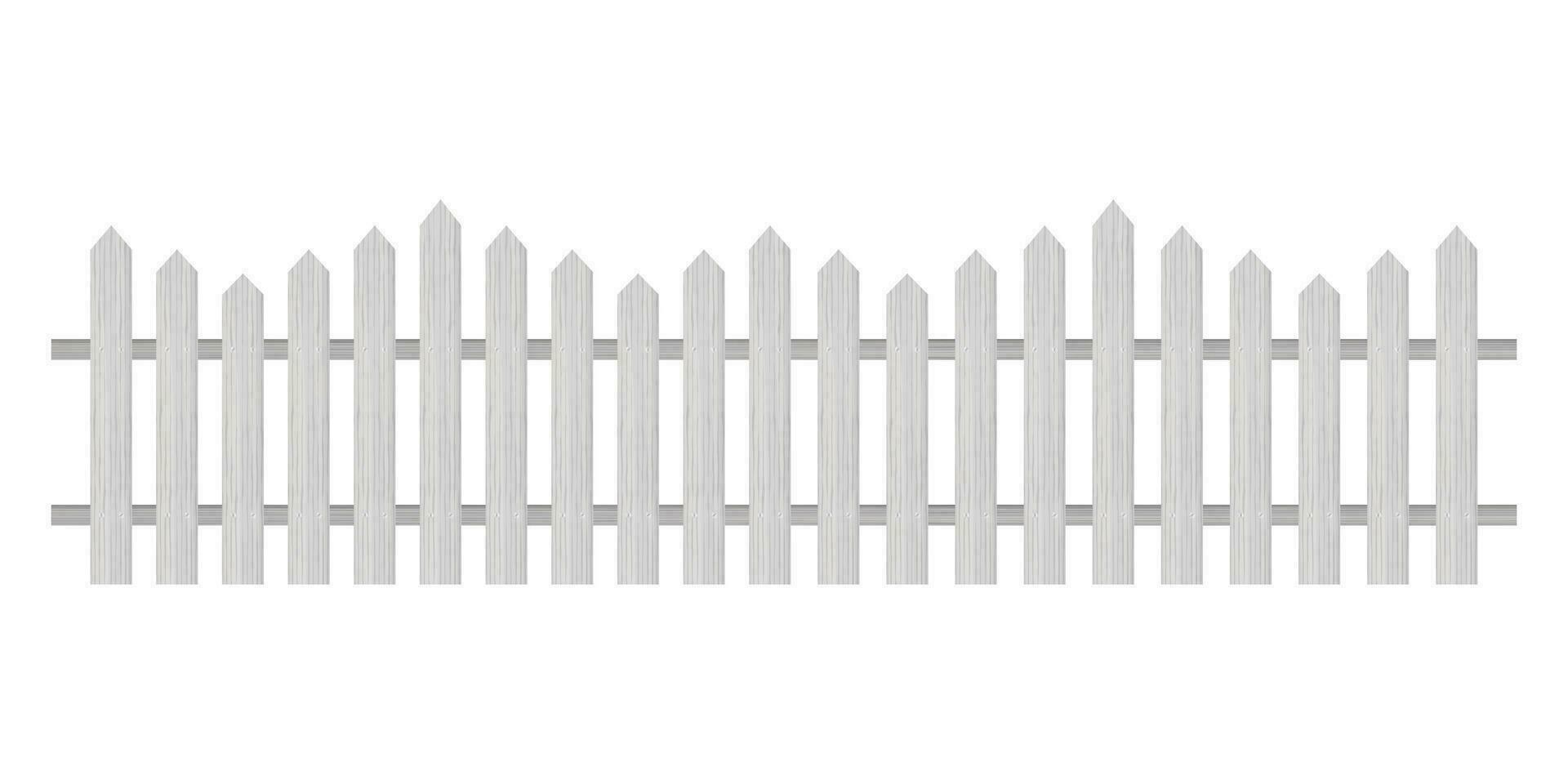 Picket fence, wooden textured, rounded edges. Vector stock illustration.