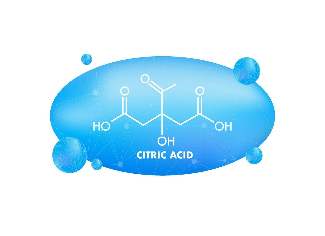 Citric acid concept chemical formula icon label, text font vector illustration.