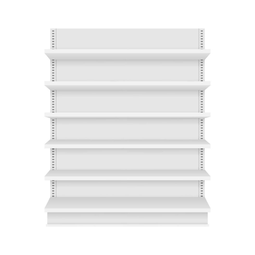 Empty store shelves isolated on background. Retail shelf art design. Vector stock illustration