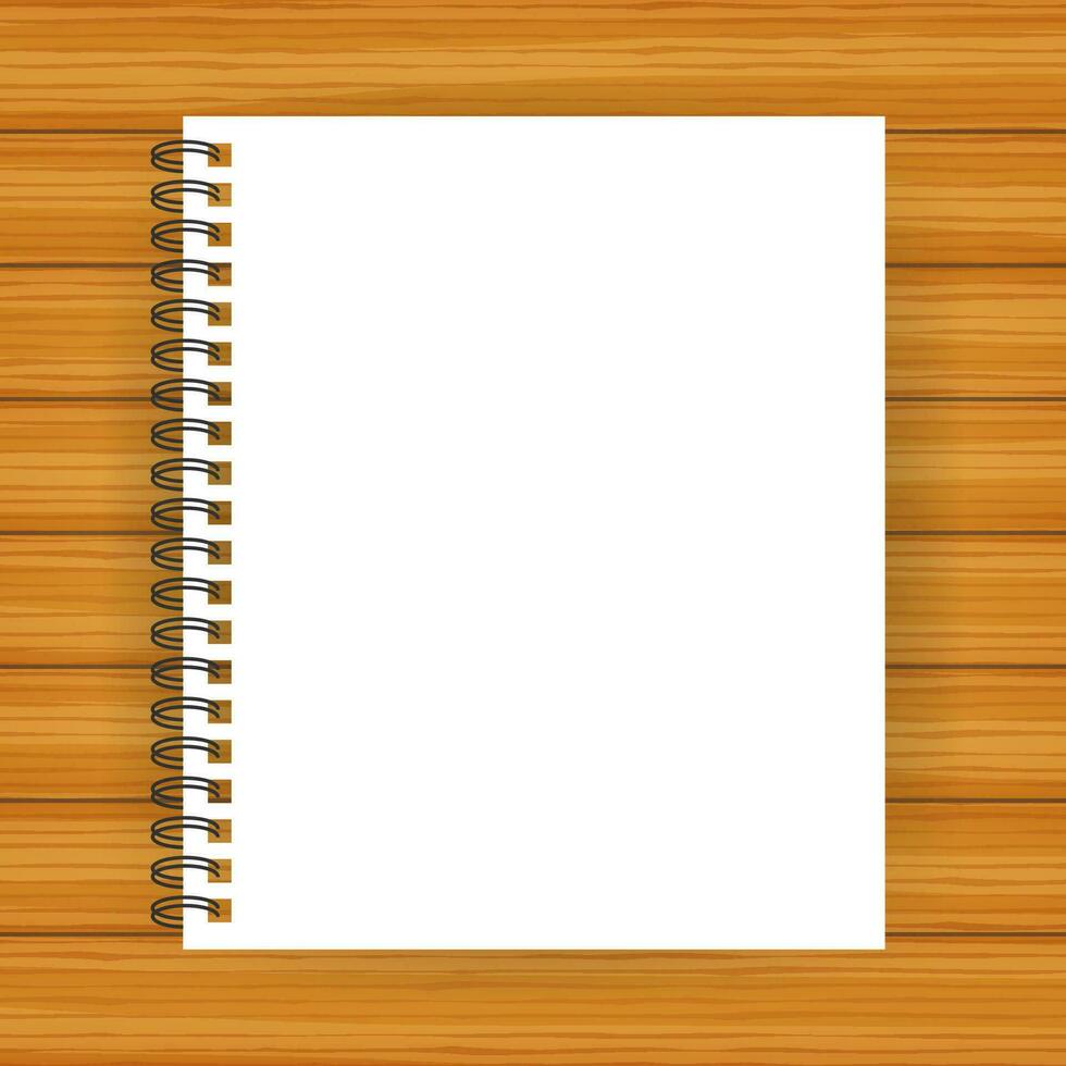 Notebook mockup, with place for your image, text or corporate identity details. Blank mock up with shadow on. Vector illustration.