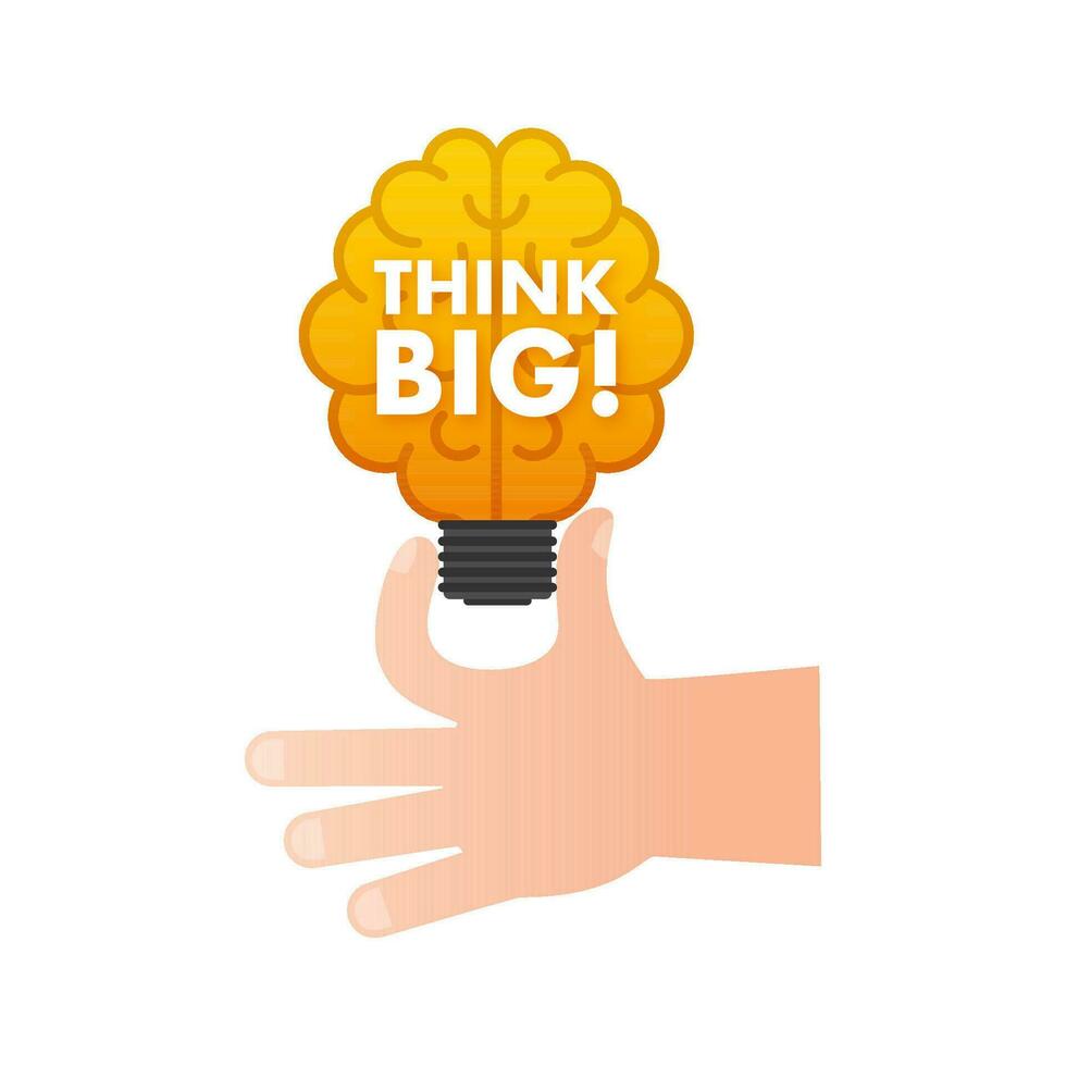 Think big light bulb, motivational. Vector stock illustration