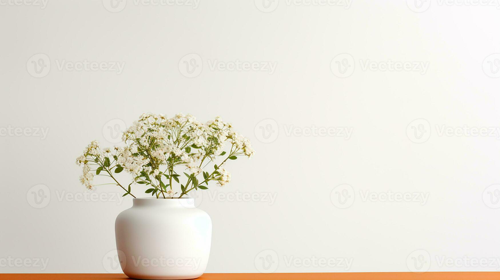 Photo of Gypsophila flower in pot isolated on white background. Generative AI