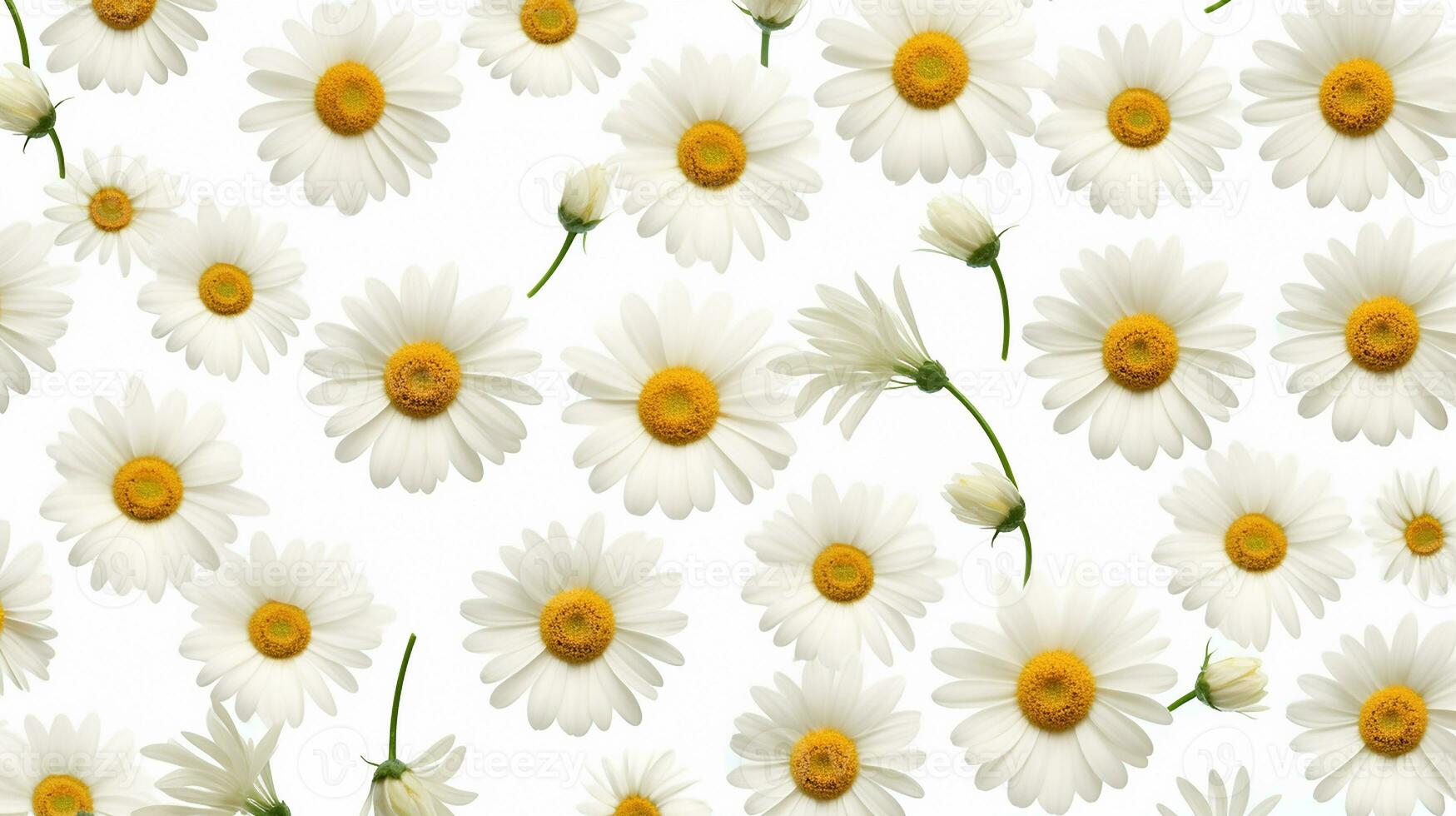 Daisy flower patterned background. Flower texture background. Generative AI photo