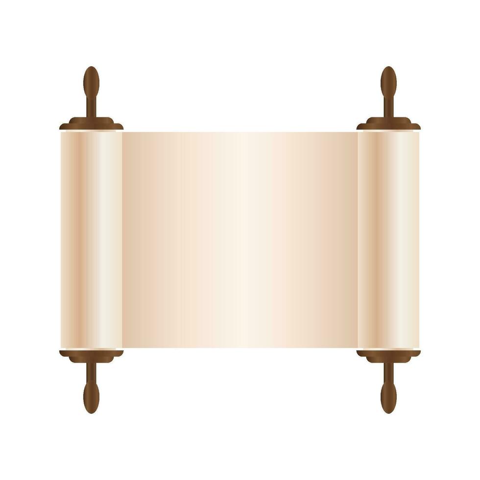 Rolled old papyrus file mockup. Realistic illustration of rolled old papyrus file. Vector stock illustration.