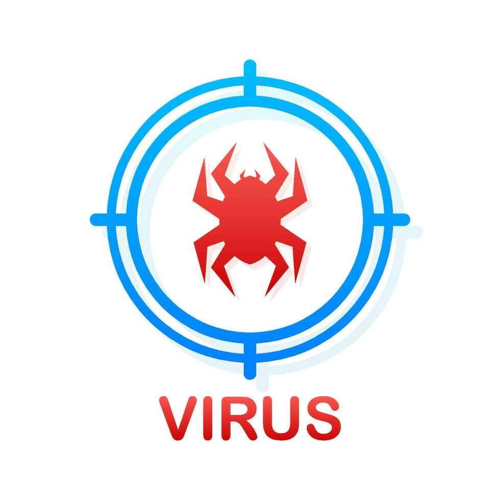 Computer virus in flat style. Protection symbol. Internet technology. Data protection vector