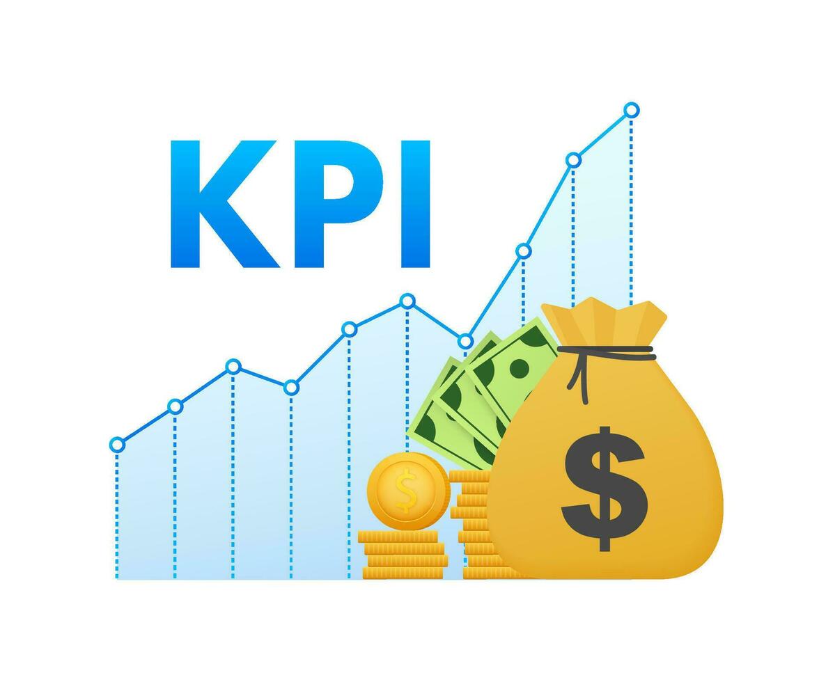 kpi llave actuación indicador. medición, mejoramiento, estrategia vector valores ilustración