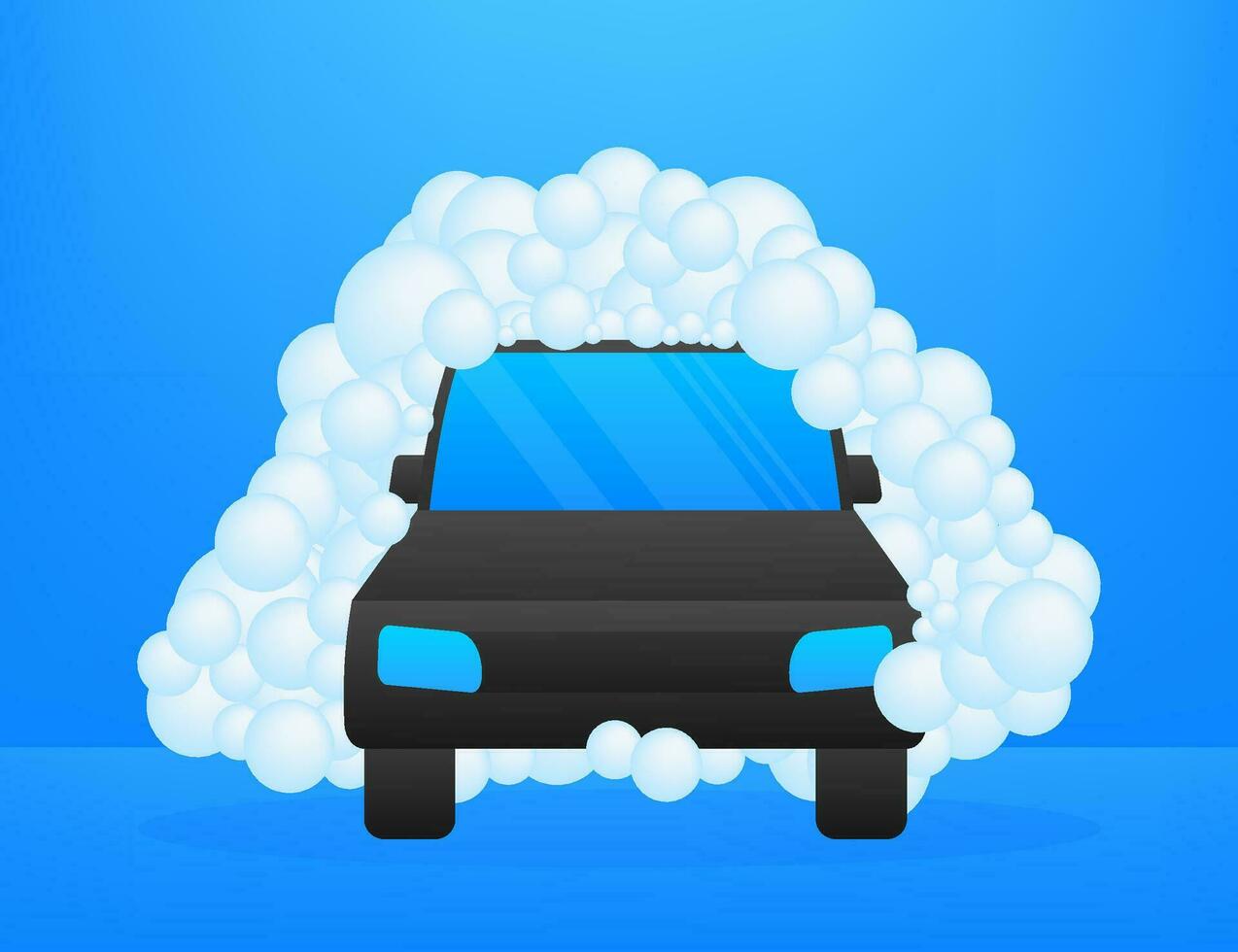 Car Wash Vehicle in foam, Cleaning Car Vector stock illustration