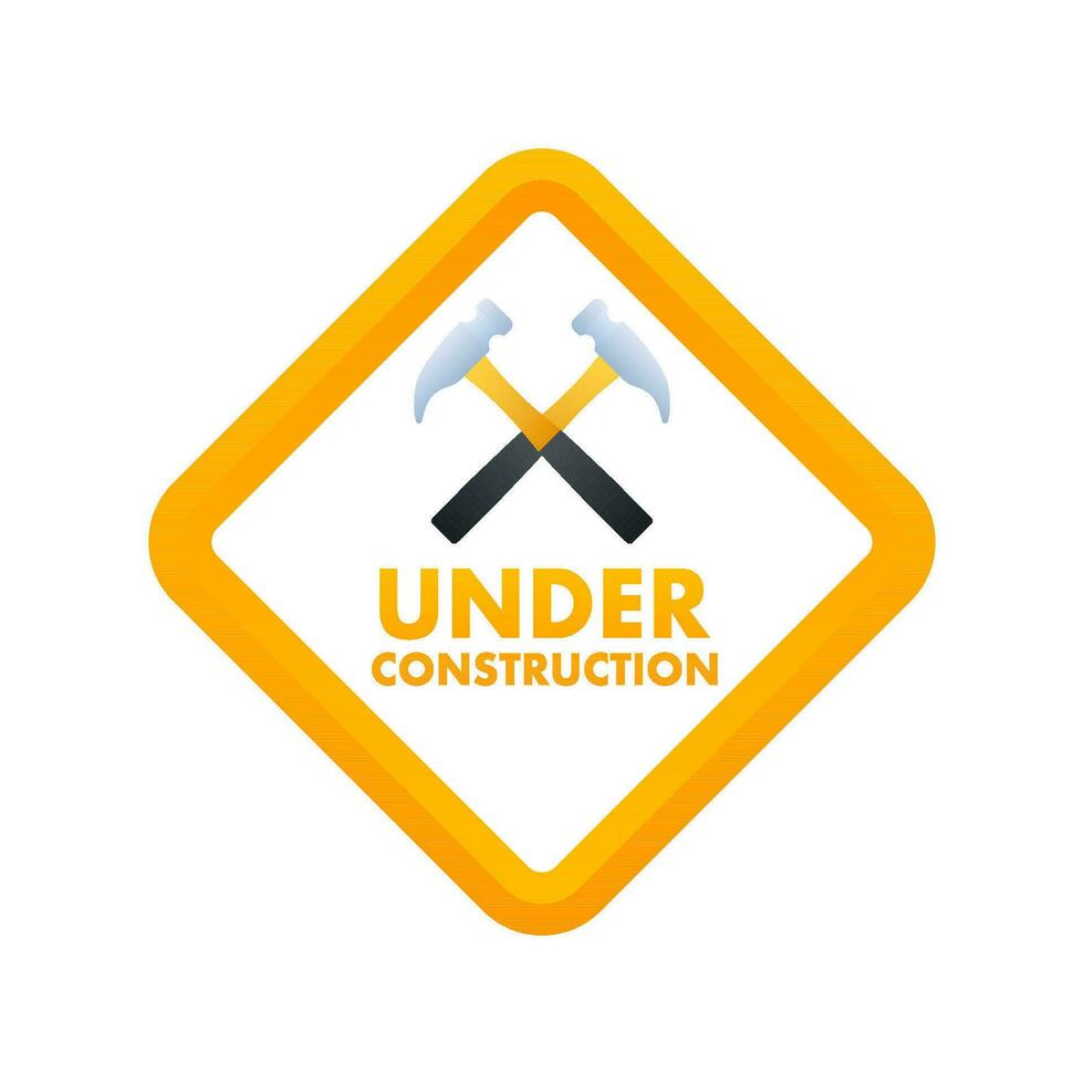 Under construction label. Border stripe web. Vector illustration