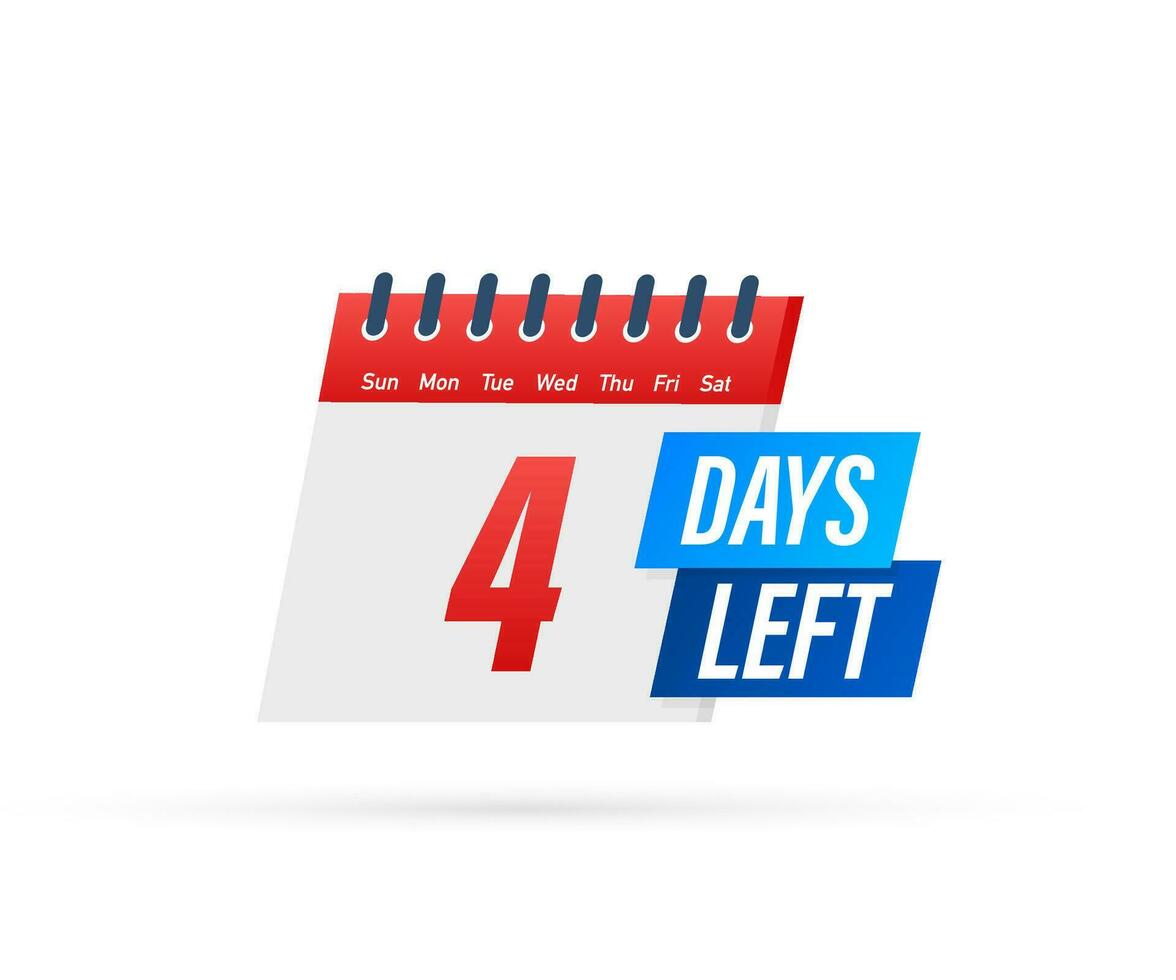 3 Days Left label on white background. Flat icon. Vector illustration