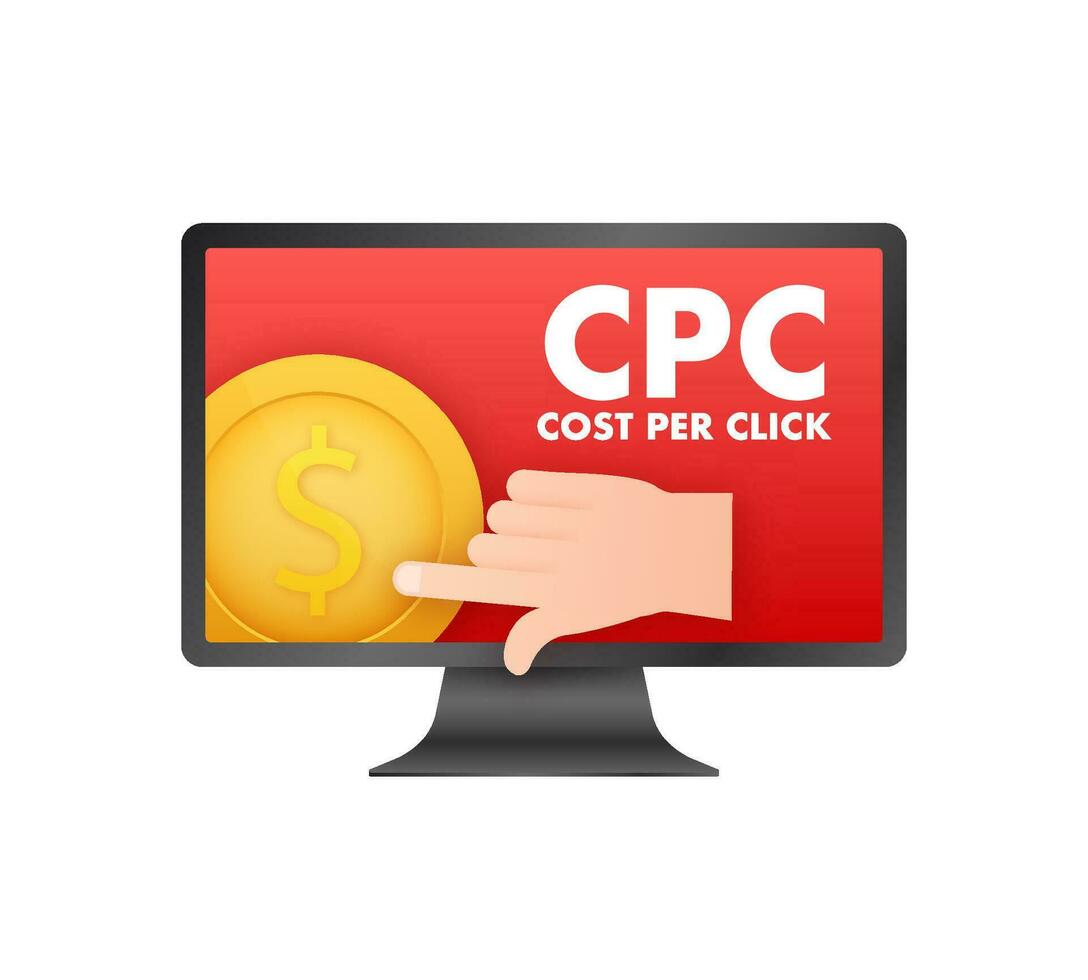 Cost per click, great design for any purposes. 3d advertising. Social media marketing. vector