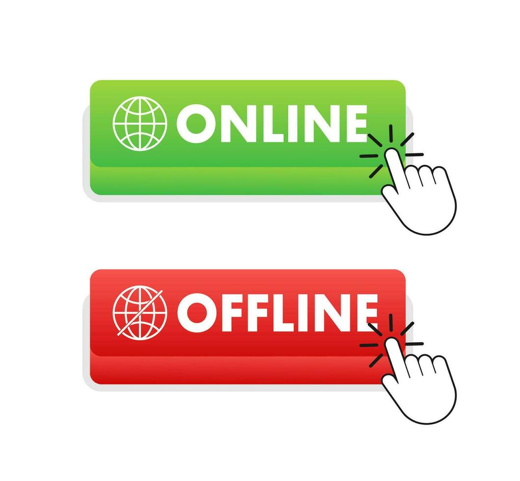 Online and offline switch, button. Live chat support. Vector stock illustration