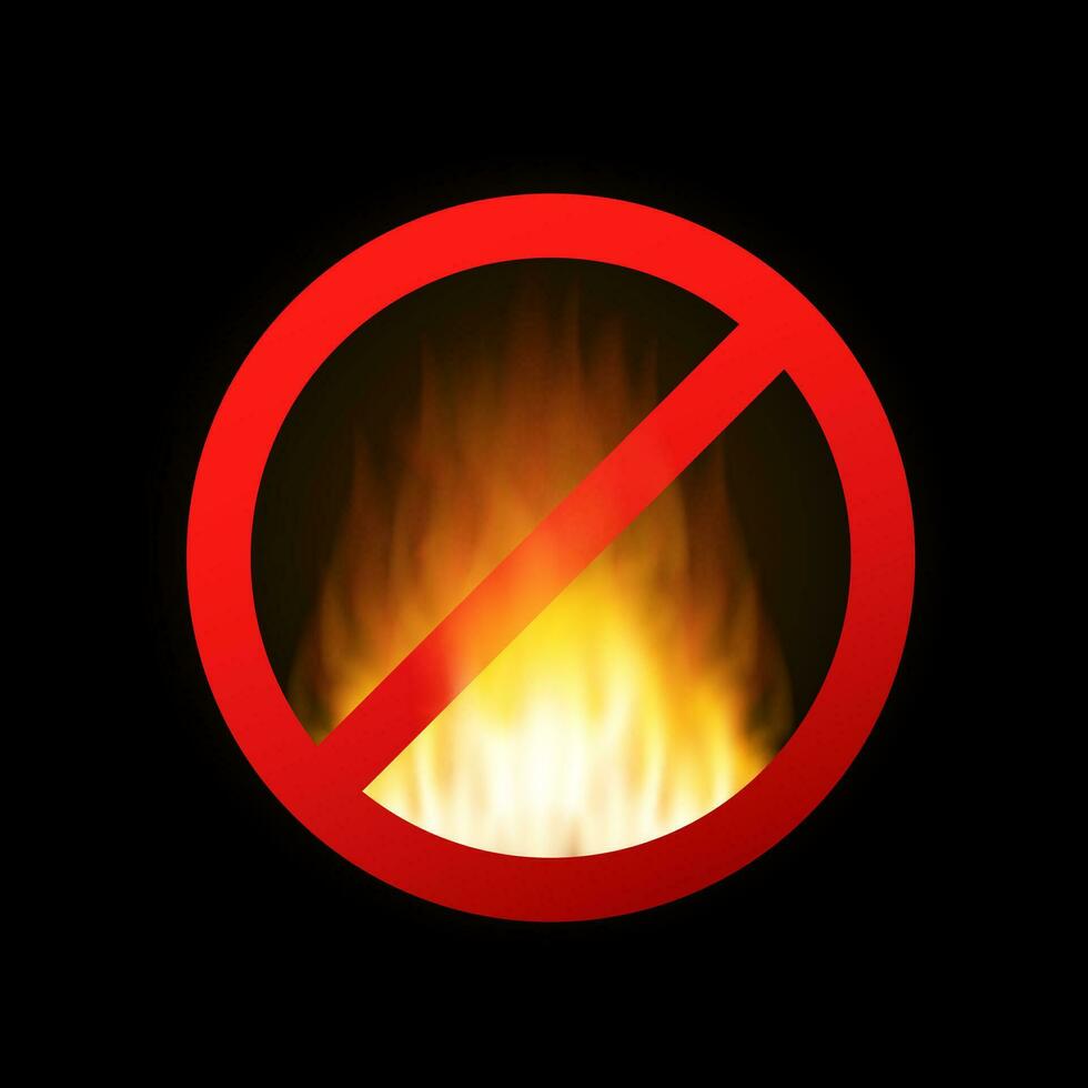 No fire. No open flame sign on black background 29898171 Vector Art at Vecteezy