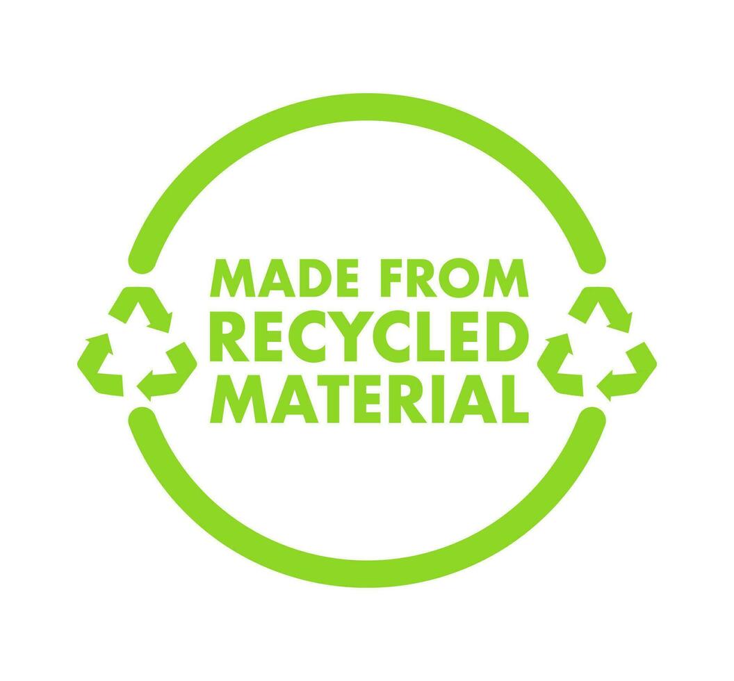 Made With Recycled Materials sign, label. Vector stock illustration.