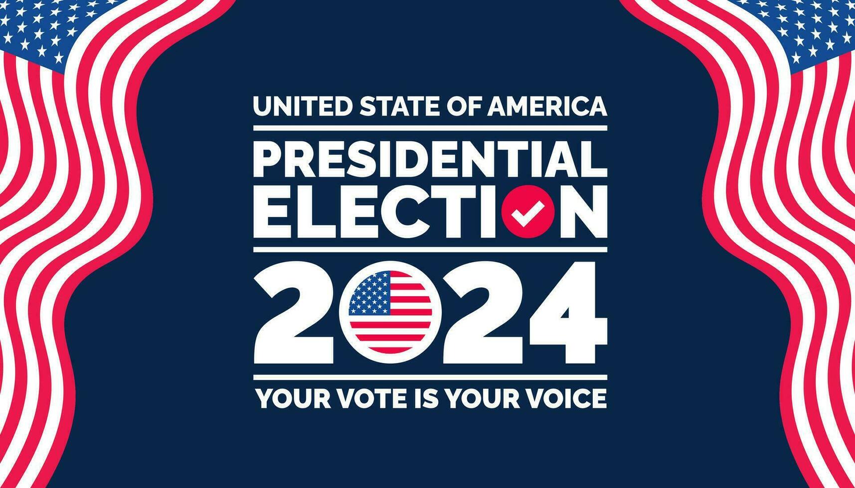 Presidential election 2024 background design template with USA flag. Vote in USA flag banner design. Election voting poster. president voting 2024. Political election 2024 campaign background. vector