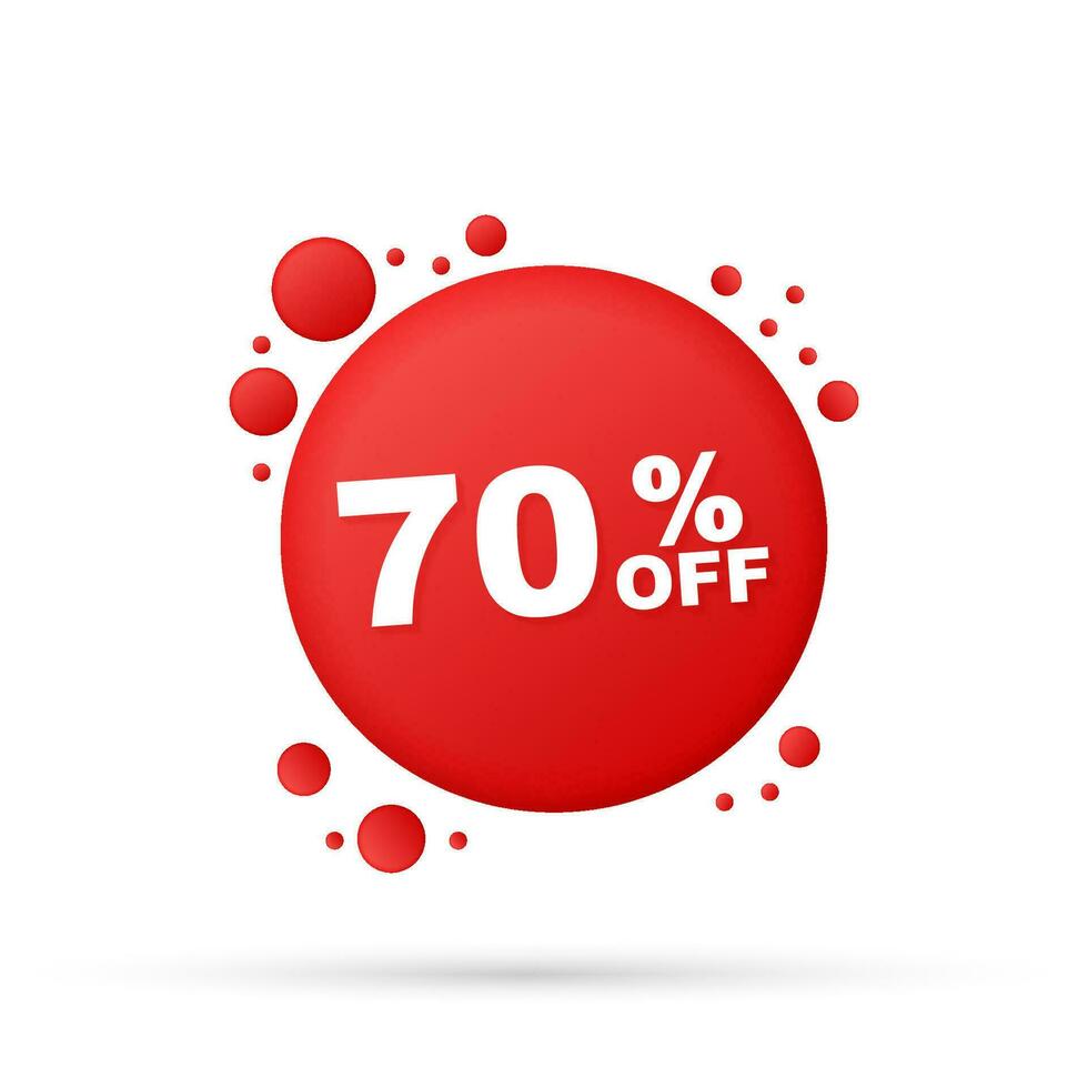 69 percent OFF Sale Discount Banner. Discount offer price tag. 70 percent discount promotion flat icon with long shadow. Vector illustration.