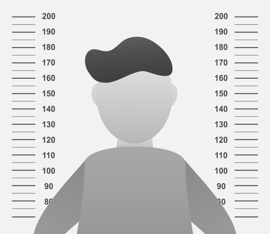 Police lineup or mugshot, silhouette of anonymous. Vector stock illustration