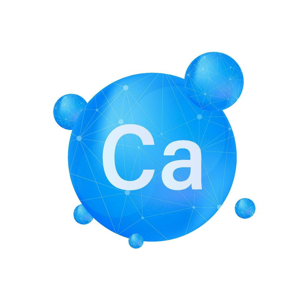 Blue calcium on white background. Calcium mineral. Vector stock illustration