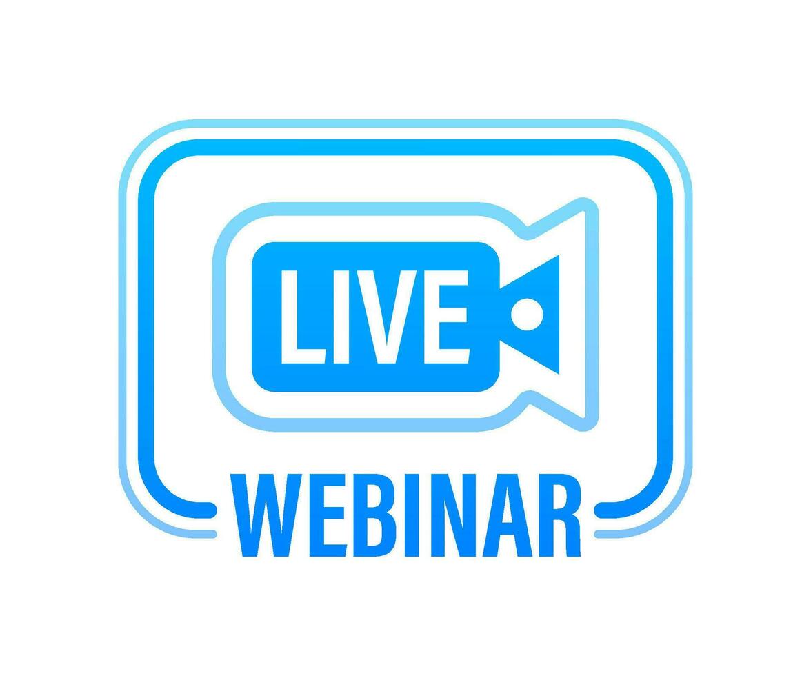 Webinar Icon, flat design style with blue play button. Vector illustration