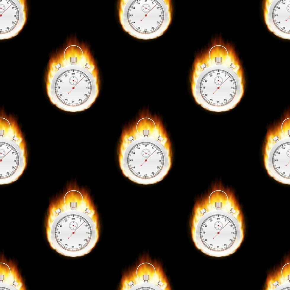Stopwatch concept   faster sign with fire pattern. Vector stock illustration
