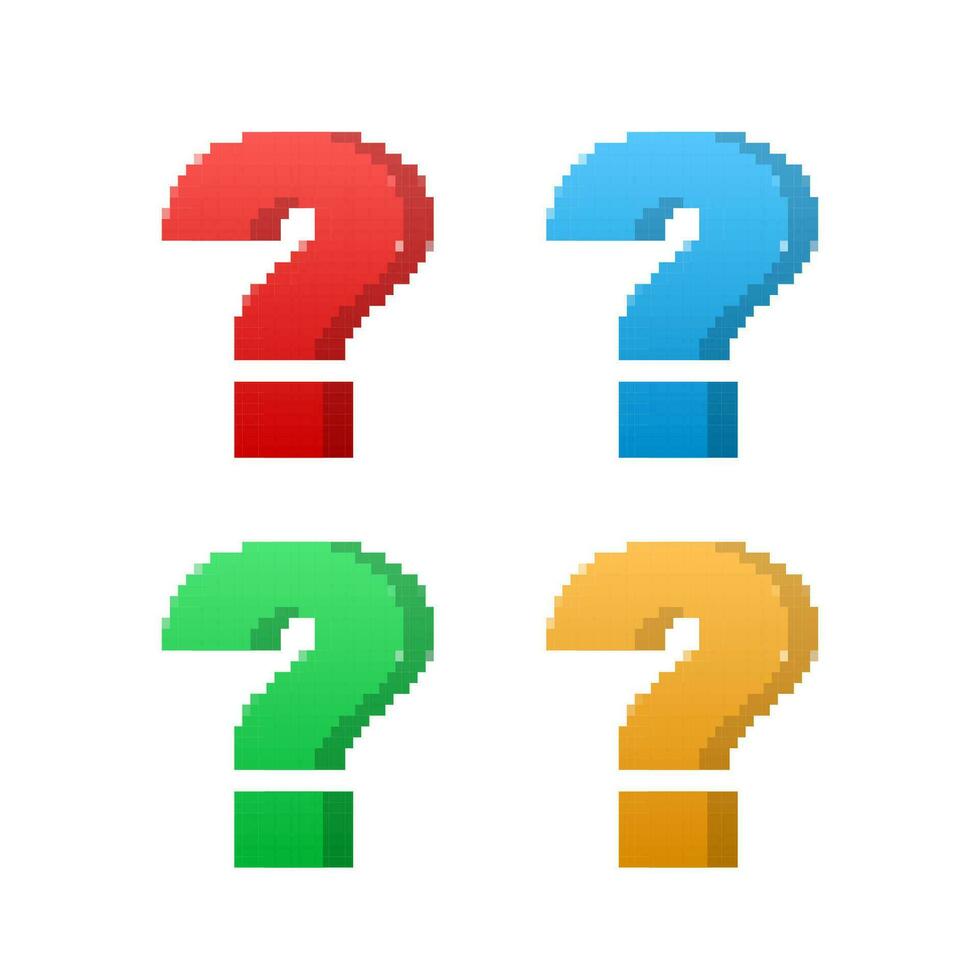 Pixel art 8 bit Question mark. Vector stock illustration