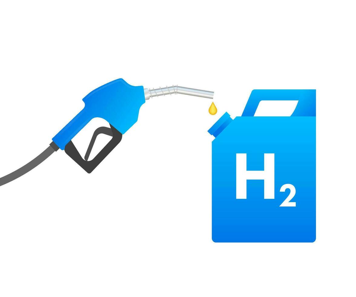 Hydrogen car station, H2 gas. Renewable Eco Energy. Vector stock illustration