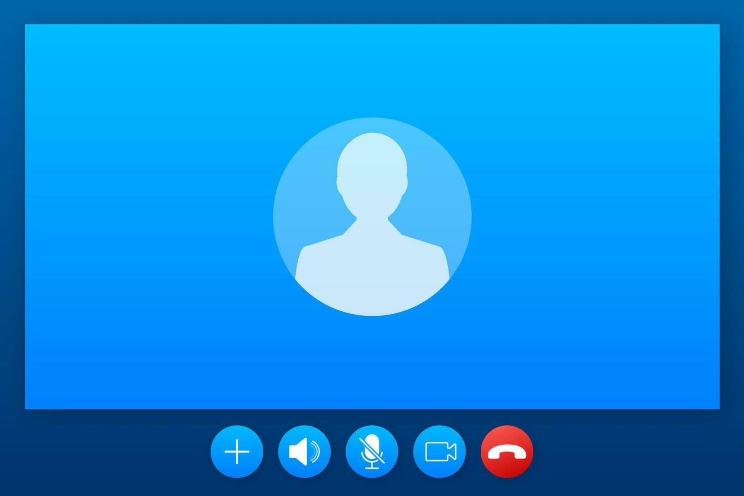 Incoming video call on laptop. Laptop with incoming call, man profile picture and accept decline buttons. Vector stock illustration