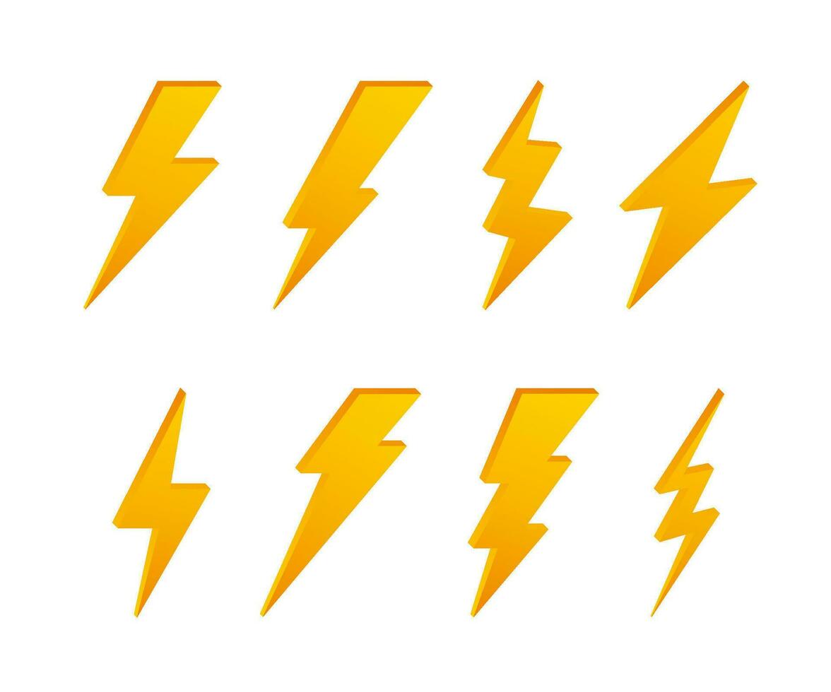 Lightning bolt. Thunder bolt, lighting strike expertise. Vector illustration.