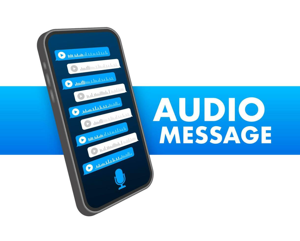 Voice, Record Audio message, speech bubble. Messenger chat screen. Vector stock illustration