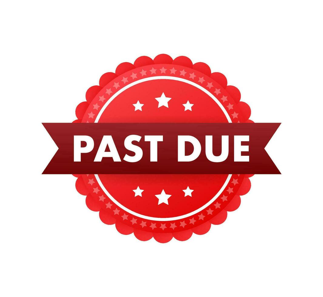 Red past due in vintage style. Vector background.