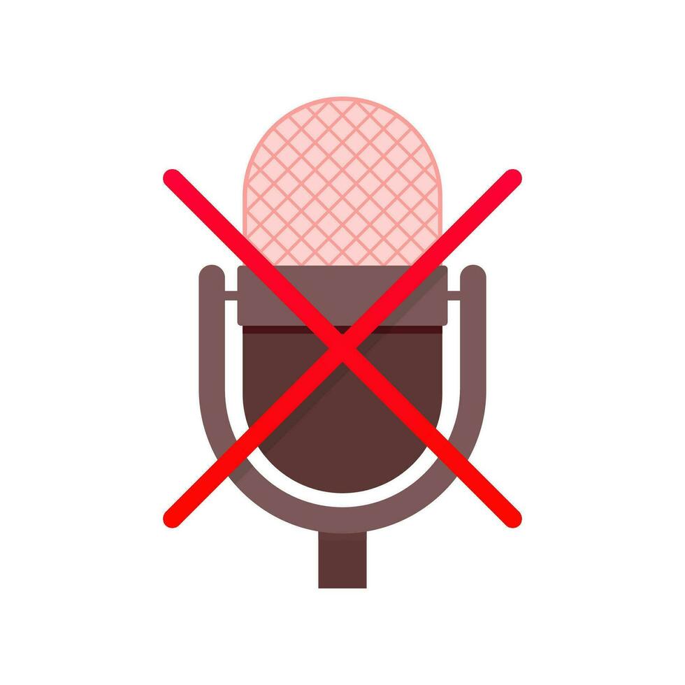 No recording sign. No microphone sign. Mic button. Vector stock illustration